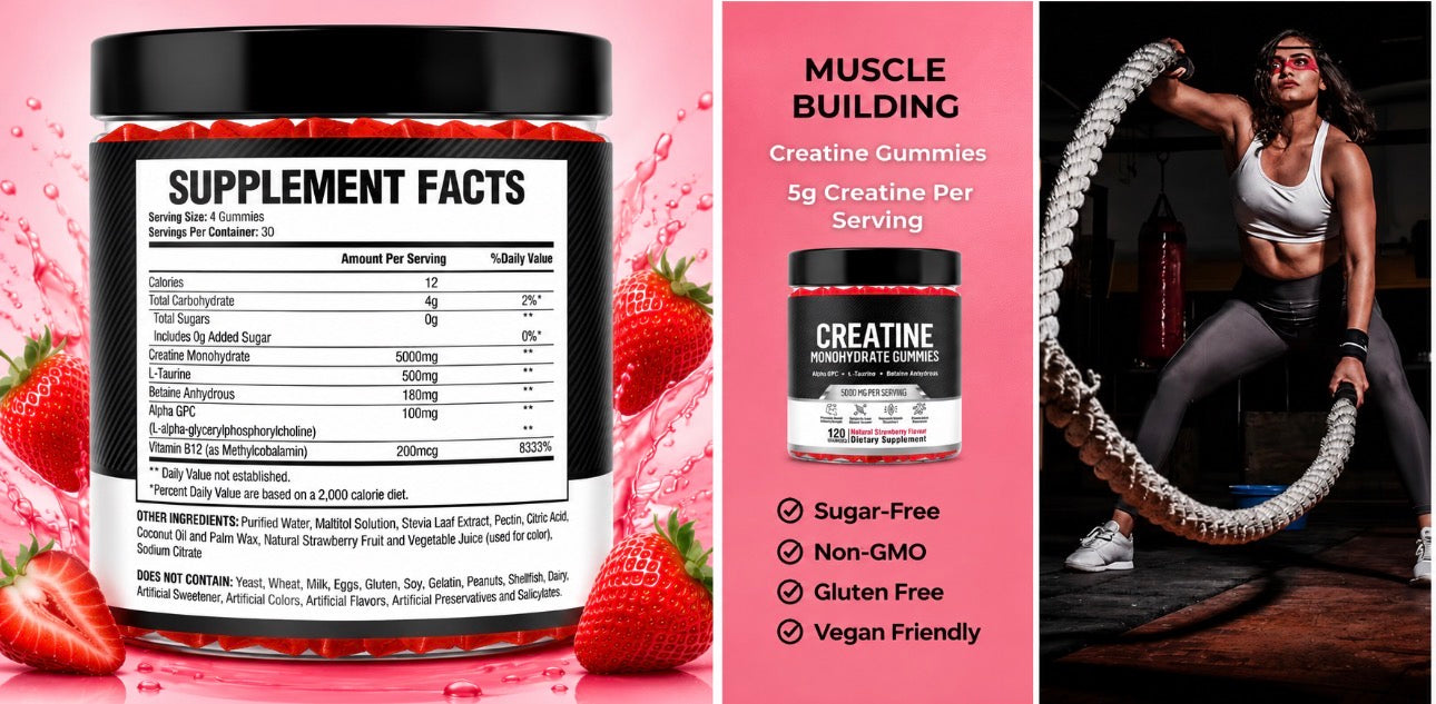 Strawberry creatine gummies